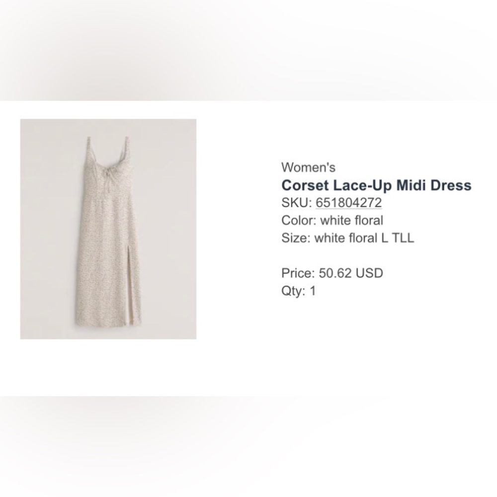 Abercrombie Lace Up Corset Dress in White Floral in Size Large Tall